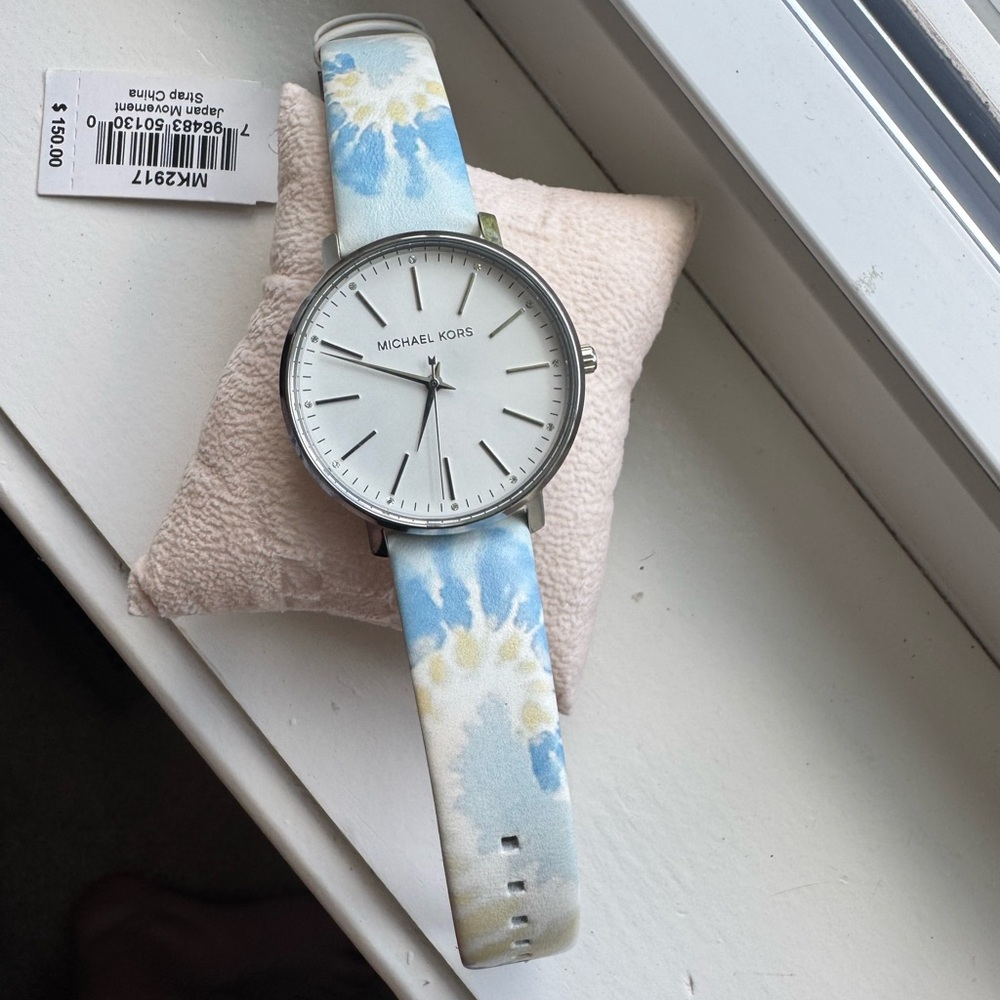 Michael Kors Watch with Blue and Yellow Floral Strap